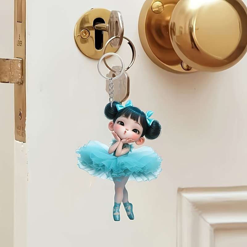 1pc 2D Flat   Acrylic Keychain New Acrylic Ballerina Girl Style Keychain Double-Sided Printin