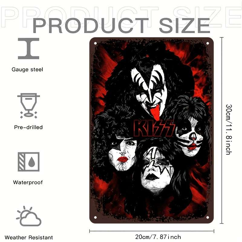 1pc Kiss Band Vintage Metal Poster Perfect for Man Cave Garden Bar or Garage Decor Durable Al