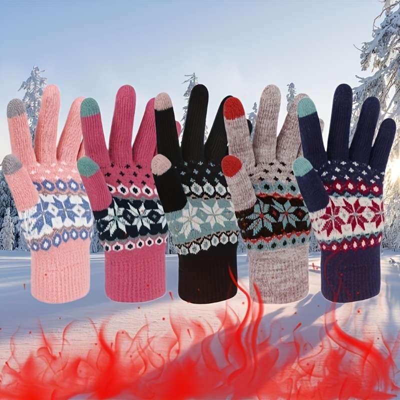 1 Pair Khaki Warm Gloves