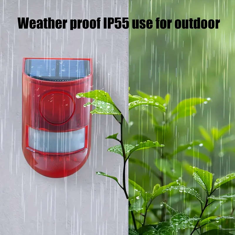 Solar Alarm Lamp - 129dB Outdoor Security Siren with Motion Sensor, 6 LEDs Flash Warning Strobe, IP