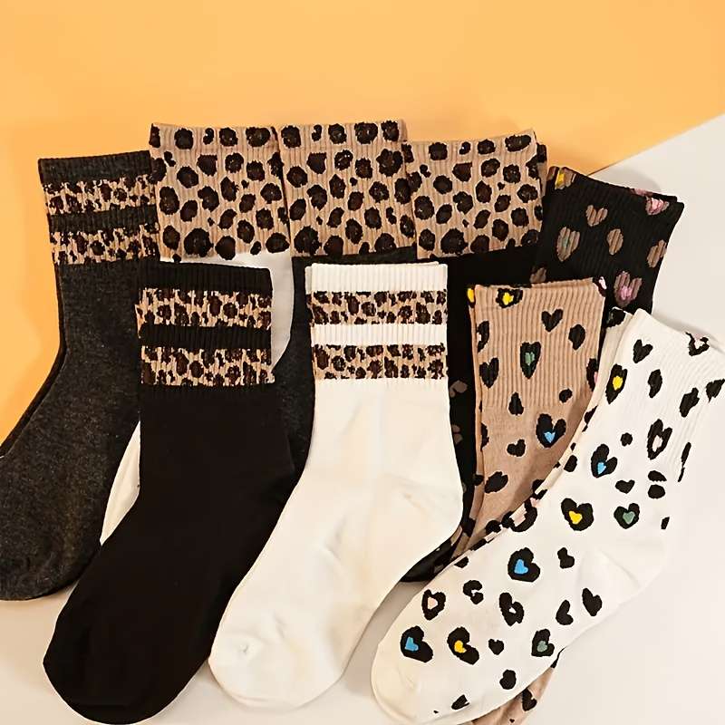 9 Pairs Mixed Color One Size High Elastic Socks