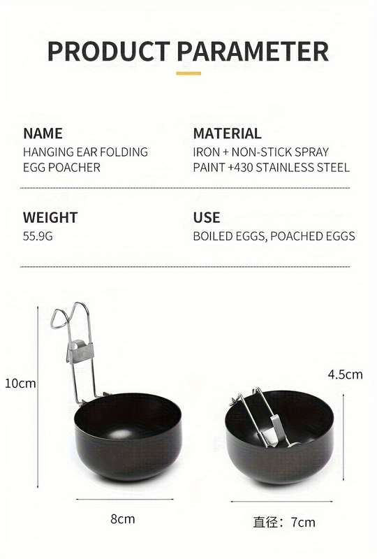 1 Set Non-Stick Folding Egg Poacher with Hanging Ear Design Round Poached Egg Maker Egg Steam