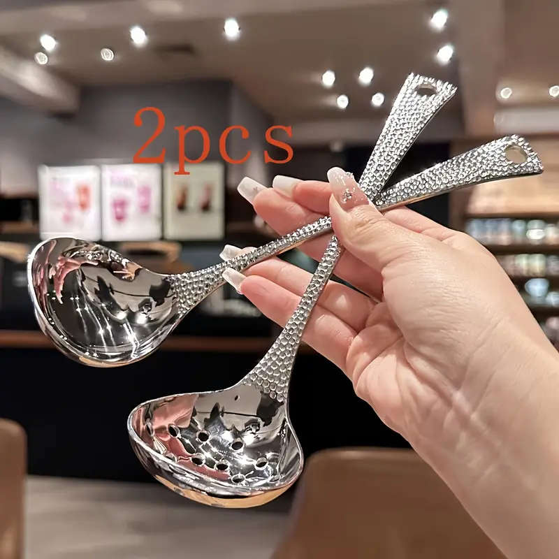 2-Pack Stainless Steel Hot Pot Spoon Soup Spoon Colander