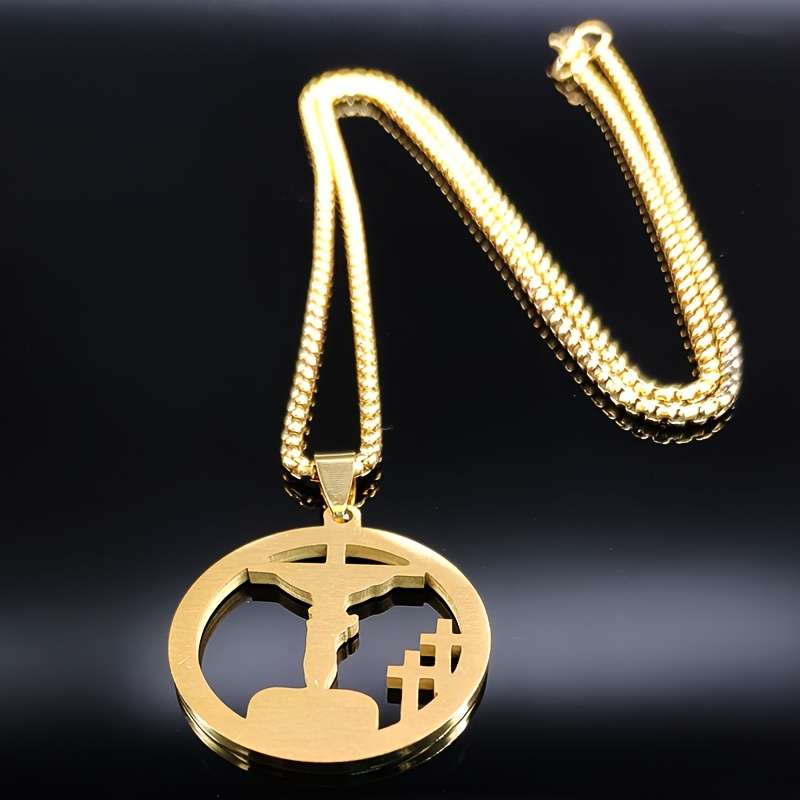 1 Piece Golden Jesus Theme Pendant