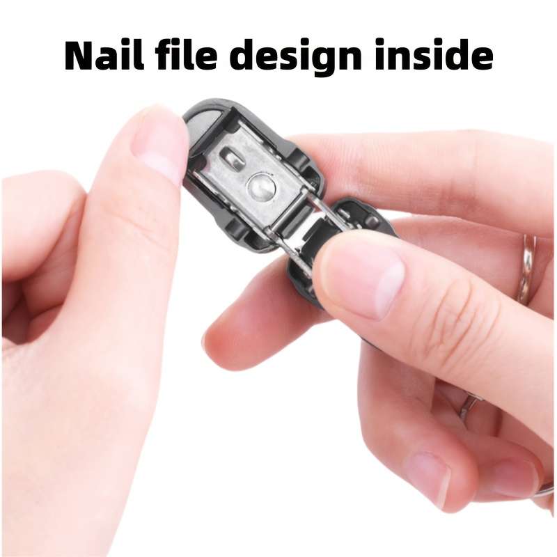 1pc Modern Stainless Steel Nail Clipper with Nail File Straight Blade Portable Clip-On Design