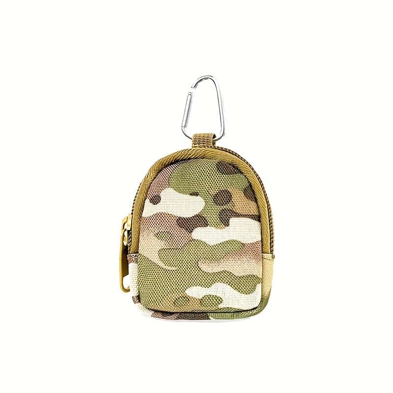 1pc Durable Nylon Mini Wallet with Zipper Versatile Coin Purse Wireless Earbud Key Holder in B
