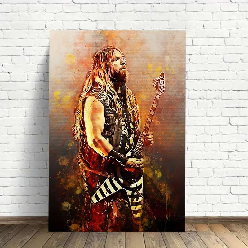 1pc  Frameless Zakk Wylde Poster HD Canvas Print Vibrant Watercolor Splash Art 30.48x45.72 cm