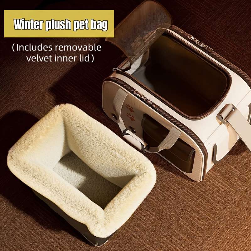 1pc Winter Fleece Bagmaterial Oxford Cloth, Nylon Pet Bag
