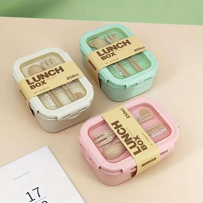 2 Pack Preppy Style Bento Box with Lunch Bag Set Microwave Safe Leakproof Lunch Containers Lightweig