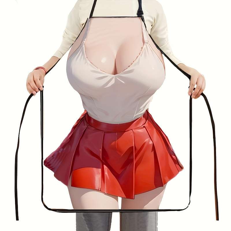 1pc Fashionable Polyester Apron for Women Woven Vest and Red Skirt Design Practical and Styli