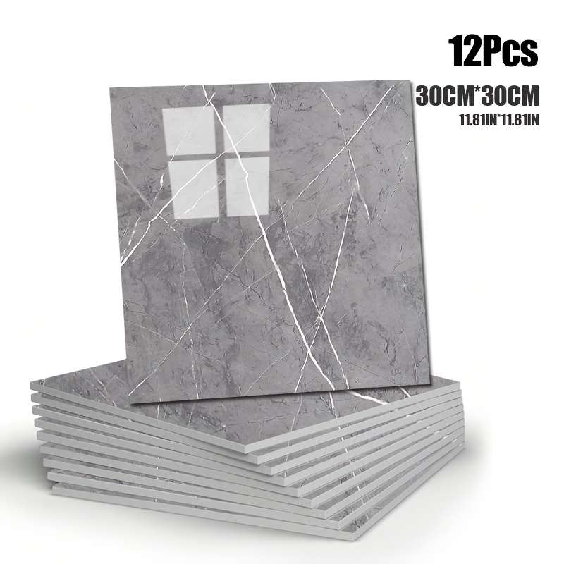 12pcs Wall StickersMarble Light gray