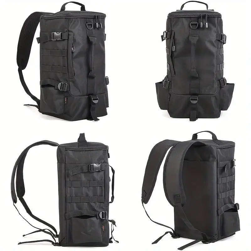 4.6 Gallon Black Fishing Backpack with Multiple Compartments