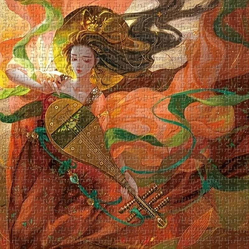 1000pcs Mini Size Rectangle Cardboard White Jigsaw Puzzle Chinese Style Musician Lad