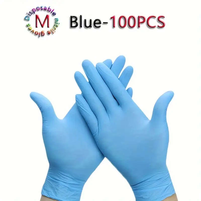 100pcs Bag Blue Disposable Gloves Size M Waterproof Very Suitable For Kitchen Washing Dishes Cleanin