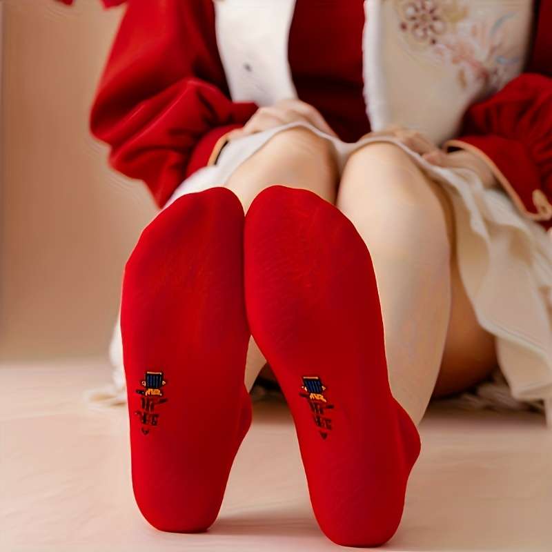 5 Pairs Red One Size High Elastic Socks