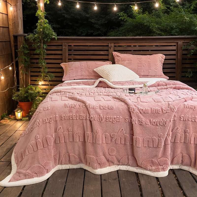 1ps Blanket Color Innocent White   Gray Edge size 150x200cm