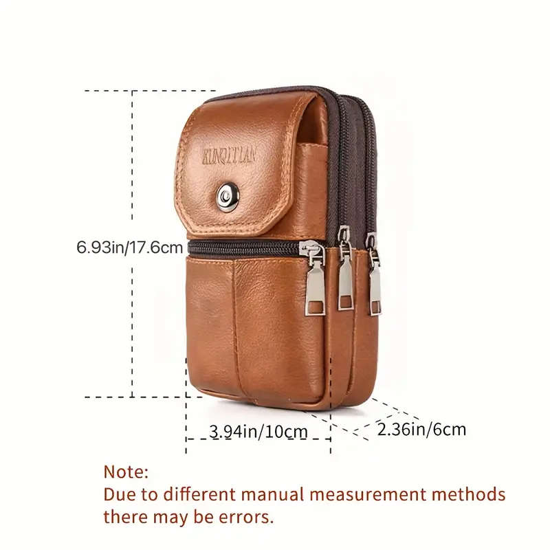 1pc Men's Simple Fashion Waist Bag Top Layer Cowhide Belt Hanging Fanny Pack Ideal For Walking