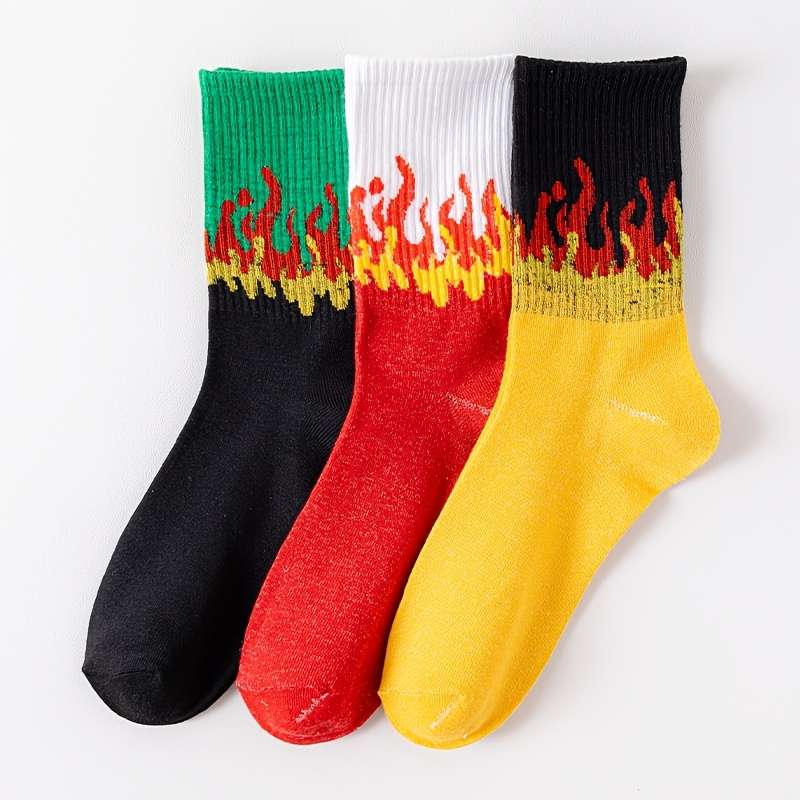 3 Pairs Of Mixed Colors One Size High Elastic Socks