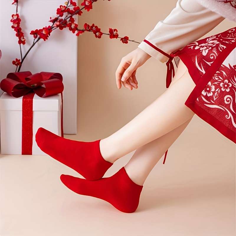 5 Pairs Red One Size High Elastic Socks