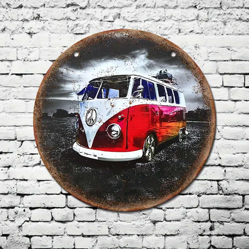 1pc Vintage Camper Van Aluminum Sign 20.32x20.32cm Waterproof Multipurpose Metal Wall Hanging for Ma