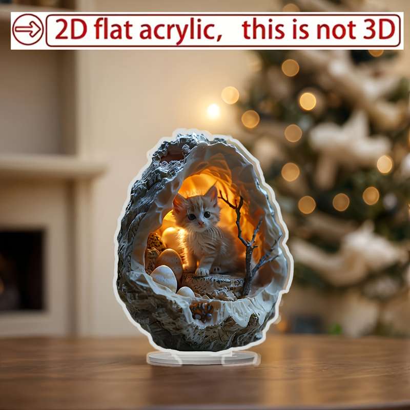 1pc 2D Flat  PC Bohemian Style Acrylic Persian Cat Ornament  Acrylic Not 3D Ideal for