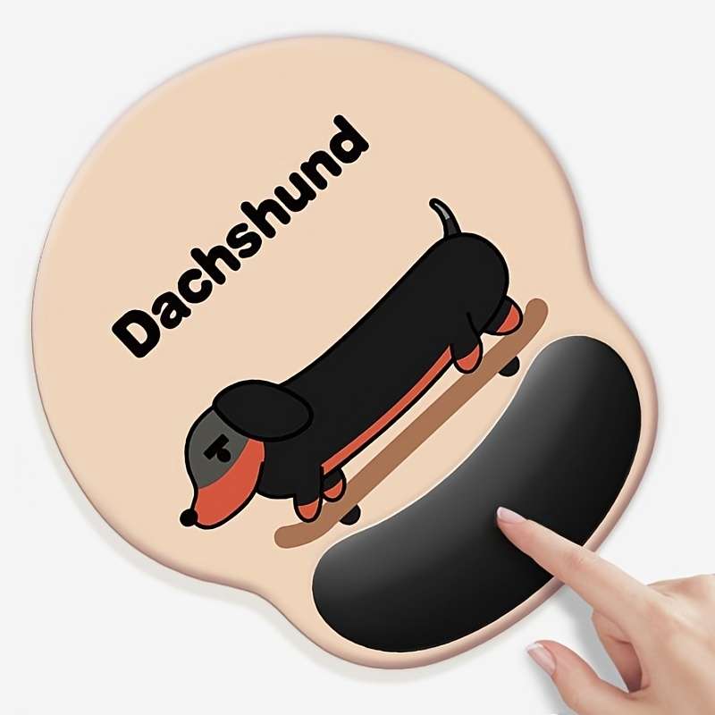 1pc Cute Dachshund Anime Wrist Rest Mouse Pad Thick Non-Slip Rubber Base Stylish Offi