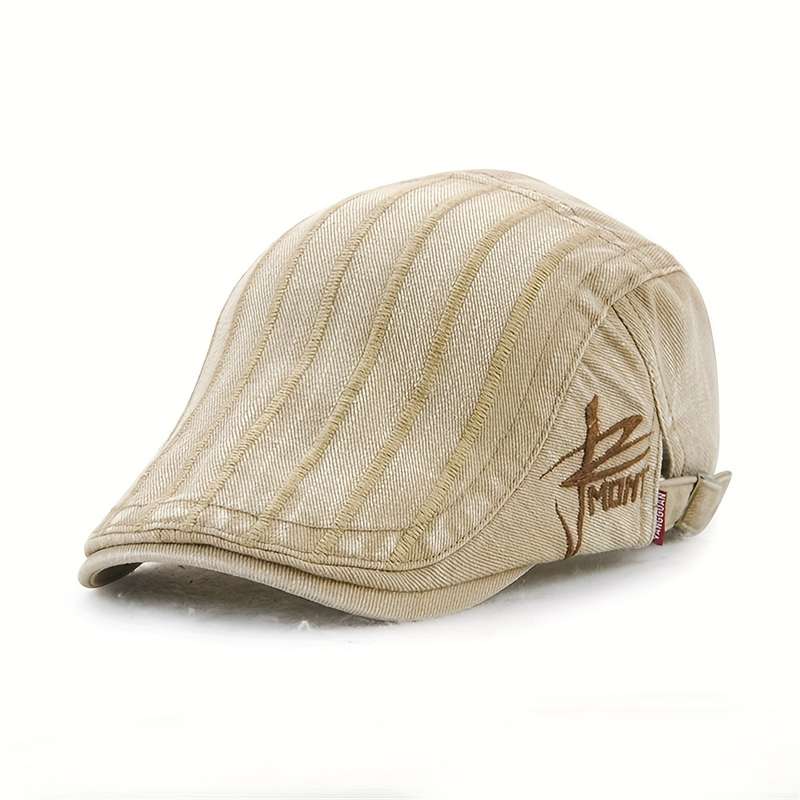 1pc Vintage Cotton Newsboy Cap with Letters Adjustable Unisex Beret Hat for Men Women Soft S