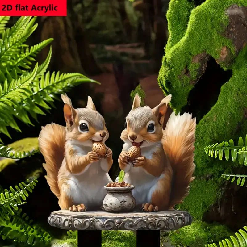 1pc Classic Bohemian Style Acrylic Squirrel Garden Stake Multi-Functional Animal Theme Outdoor Decor