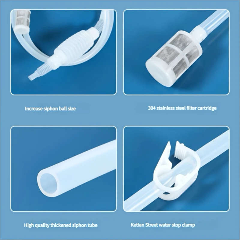 1pc 2-Meter Semi-Automatic Wine Extractor Food-Grade Silicone Siphon Hose with Tongs and Filter Bag