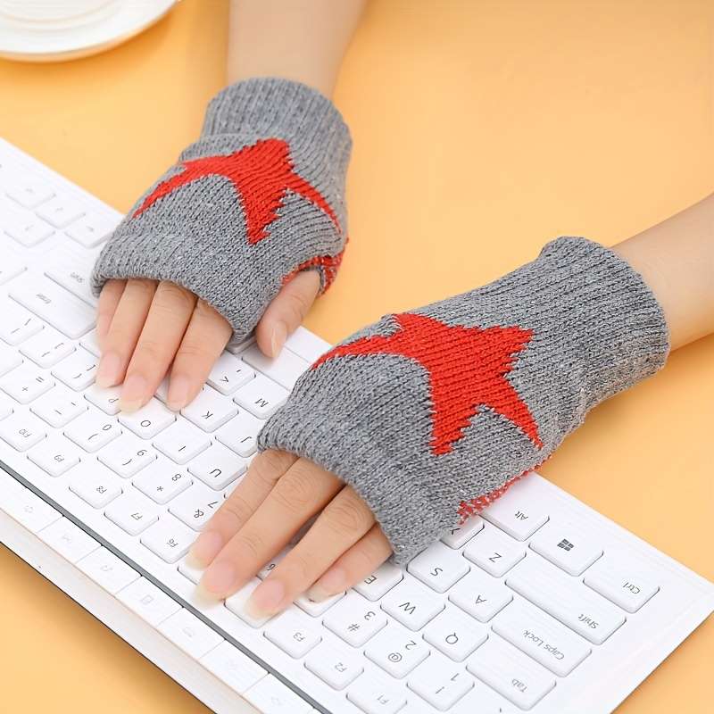 1 Pair Grey Warm Gloves