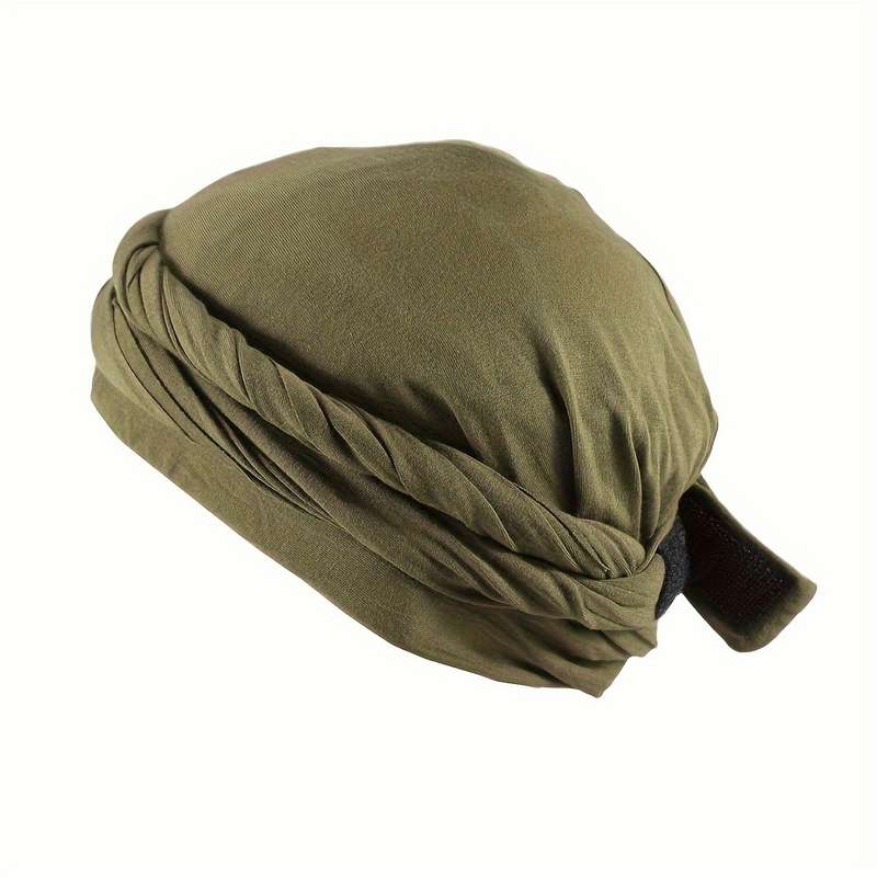 1pc Men's Magic Tape Braided Headwrap Hat Moisture-Wicking Knit Fabric Hand Washable Unisex Hip