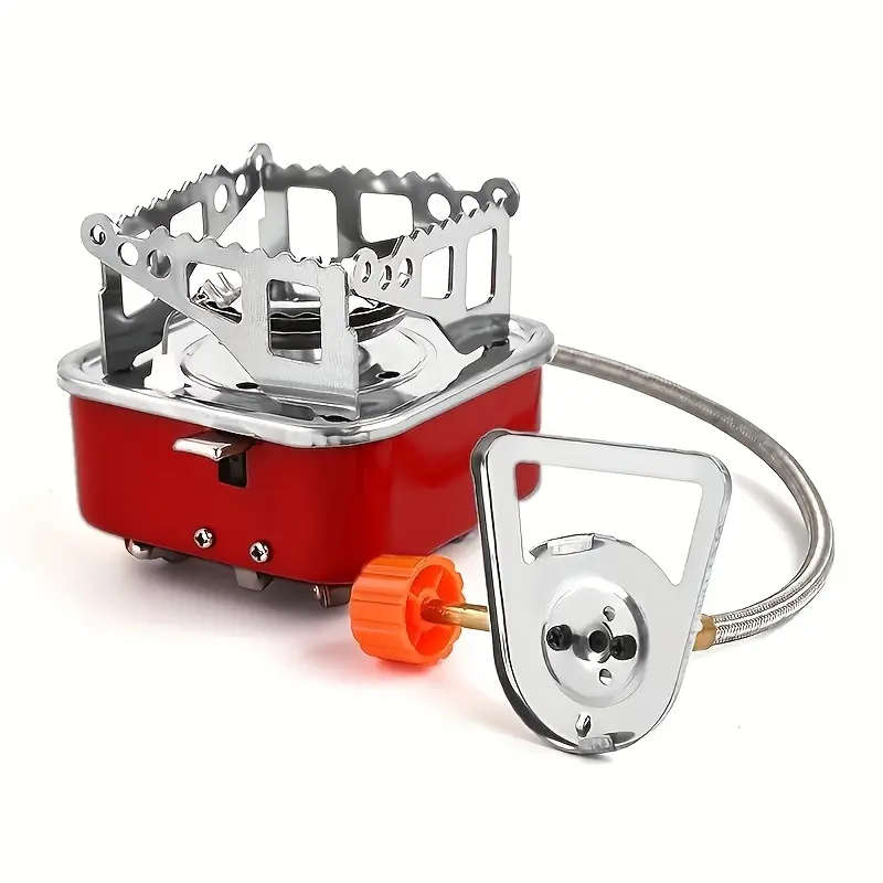 1pc Portable Stainless Steel Camping Gas Stove with Electric Ignition Windproof Sturdy Support