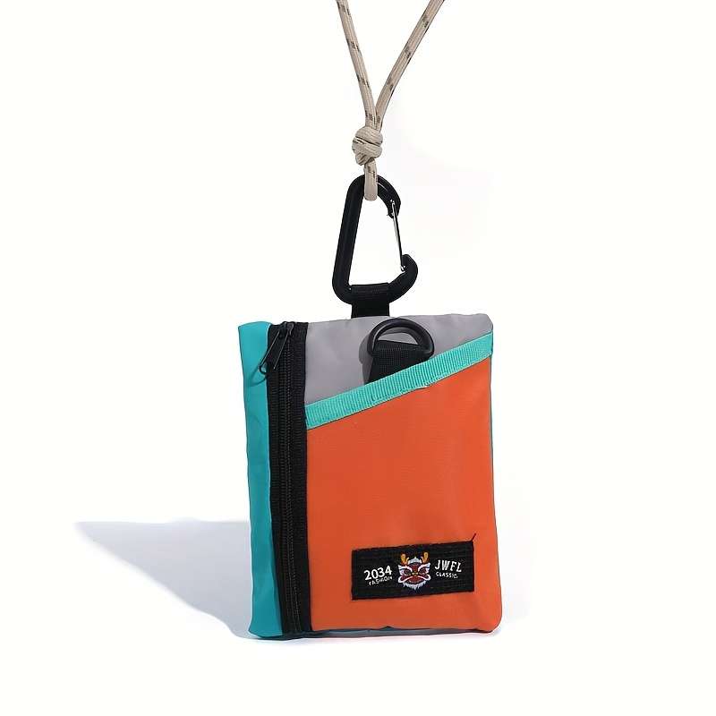 1pc Nylon Coin Purses with Vibrant Orange Teal Gray Design Fashion Mini Cartoon Card Holde