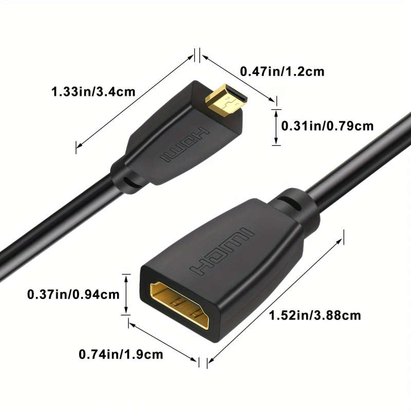 1pc 100cm High Speed Micro Male to Female Cable 18Gbps 4K 60Hz HDR Gold-Plated Ethernet-Ready Round