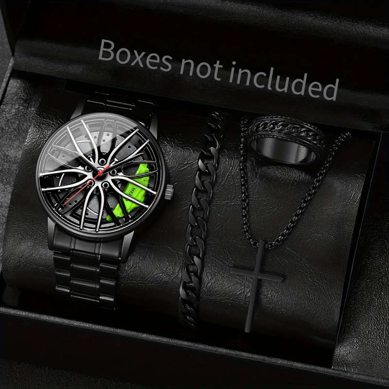 4pcs set Luxury Style Quartz Watch Set with Bracelet Necklace And Ring Does Not Include Watch Box
