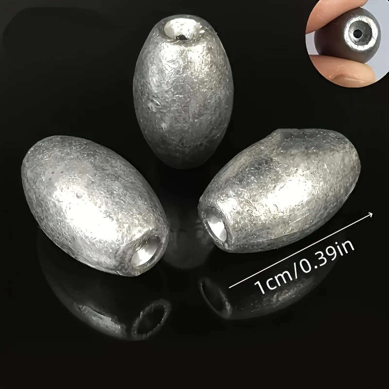 60pcs Olive Shaped Hollow Ferroalloy Fishing Lead Pendant-2 Grams Weight Hollow Design for Long Dist