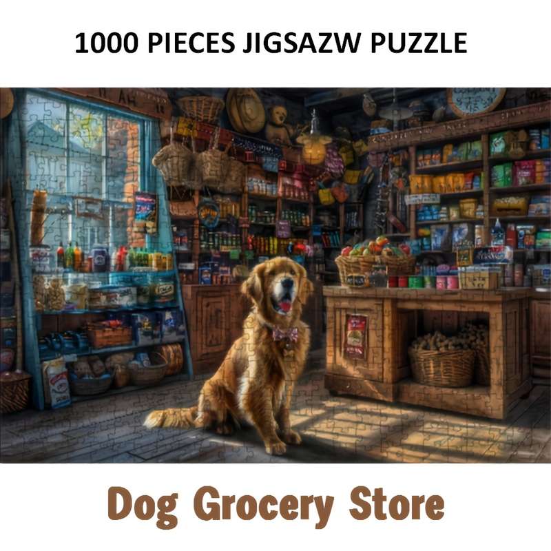 1000pcs Dog Grocery Store Art Puzzle Perfect for Adults Ideal Gift for Thanksgiv