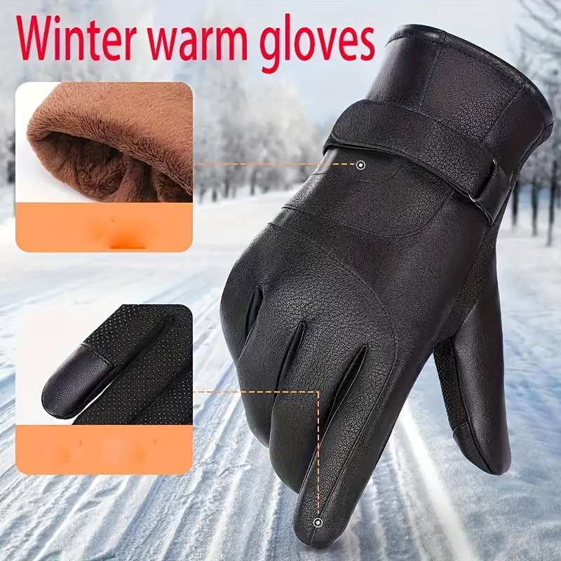 1 Pair Black Warm Gloves