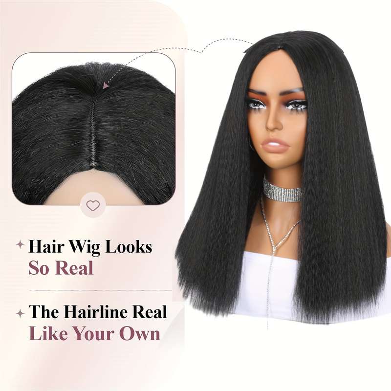 1Pc Black 45.72cm Fashion Design Wig