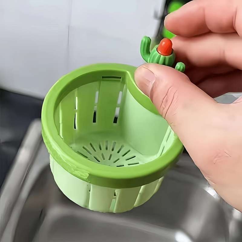1pc Cactus-Shaped Kitchen Sink Strainer Creative Drain Basket for Residue Anti-Clog Odor Preve