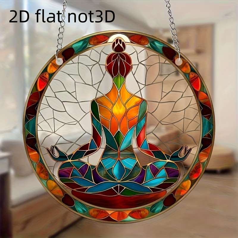 1pc 2D Flat  A  Acrylic Decorative Piece Yoga Style Acrylic Sun Catcher Colorful Glass Style