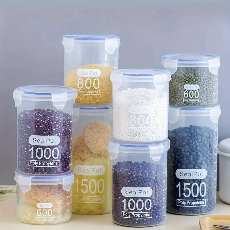 4pcs 1000ml/33.82oz Airtight Flip Top Clear Plastic Jars