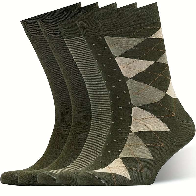 5 Pairs Khaki One Size High Elastic Socks
