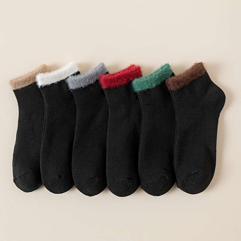 6 Pairs Of Mixed Colors Asian One Size High Elastic Socks