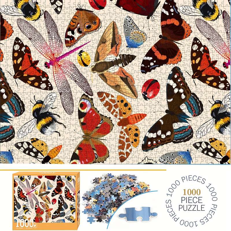 1000pcs Insect World Puzzles Thick and Durable Seamless Jigsaw Puzzles for Adults P