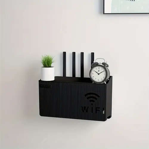 1Pc Wall Mounted Router Tv Top Box Storage Shelf No Drill