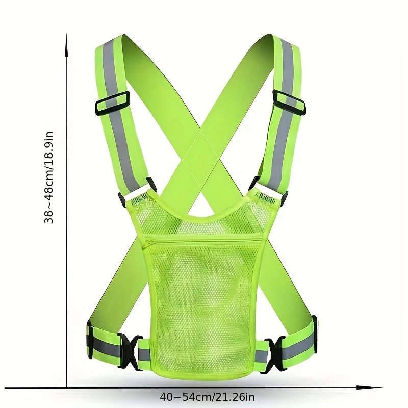 1pc Safety Reflective Vest Reflective Gallus High Visibility Reflective Safety Vest with Pocket Adju