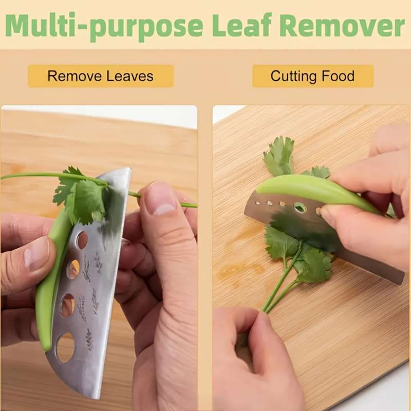 1pc Stainless Steel Herb Stripper 7-Hole Manual Kitchen Cutter with Safety Cover Round Blade for