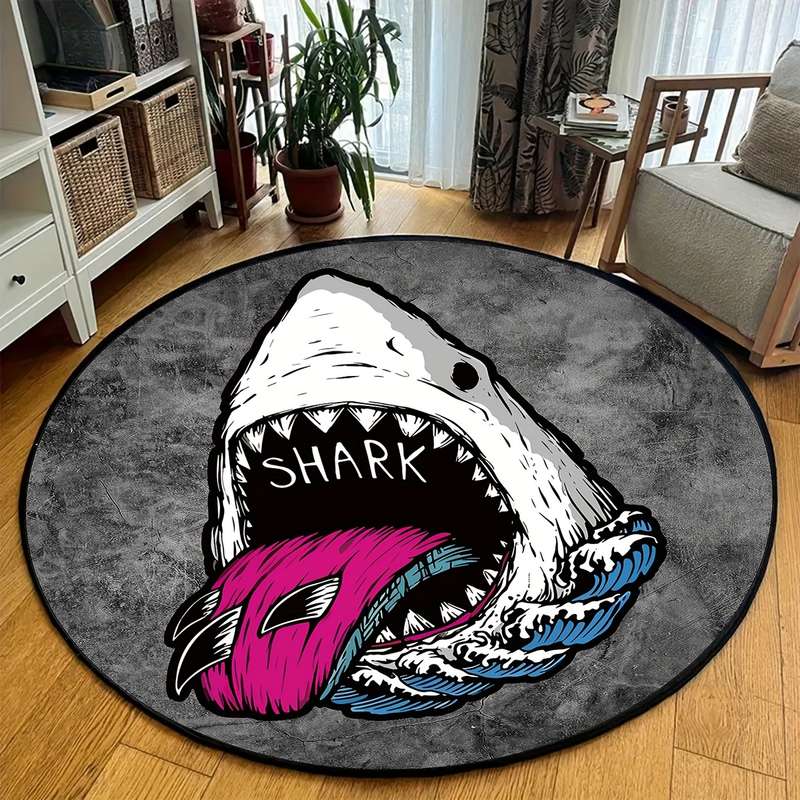 1Pc 100x100cm 39.3x39.3inch Sharks Floor Mat