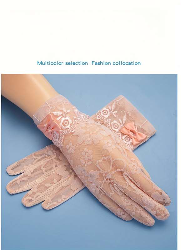1 Pair Bean Paste Color Lace Sunshade Gloves